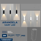 Arandela Led Vary 5w 3000k Preta