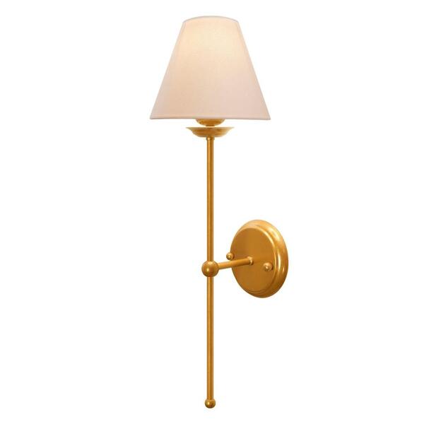 Arandela Luminária Cúpula Tecido Algodão Sala Cama Dourado G