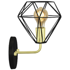 Arandela Luminária Diamante Aramado Preto Com Dourado