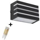 Arandela Luminária Frisada Muro Parede Interno/externo-preto