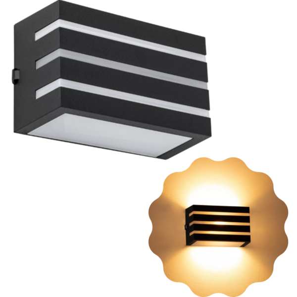 Arandela Luminária Frisada Muro Parede Interno/externo-preto