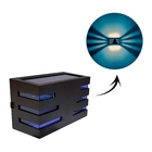 Arandela Luminária Horizontal - Preta Com Lente Azul