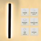 Arandela Luminária Parede Linear Led Indireta 1m 110v Preto