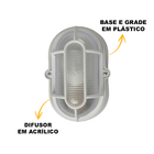 Arandela Luminária Tartaruga Branca C/ Grade Externa + Lâmpad