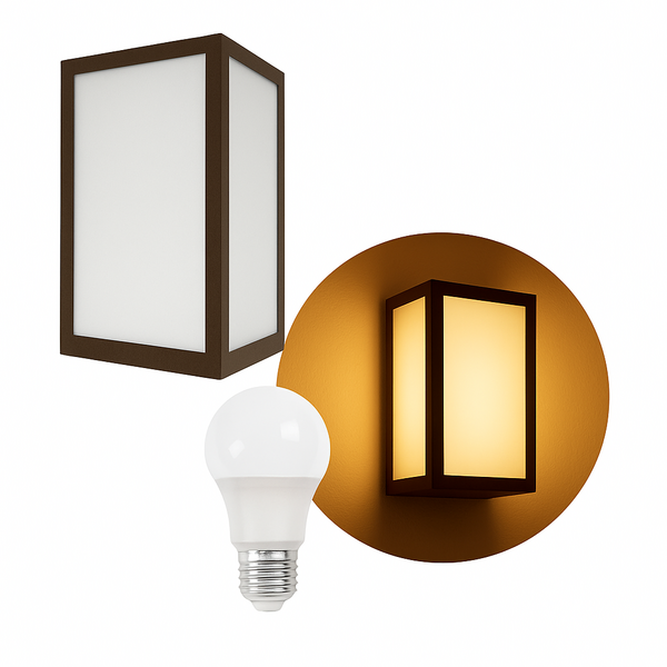 Arandela Luminária Vitra 3 Vidros Externa Marrom + Led A60 12