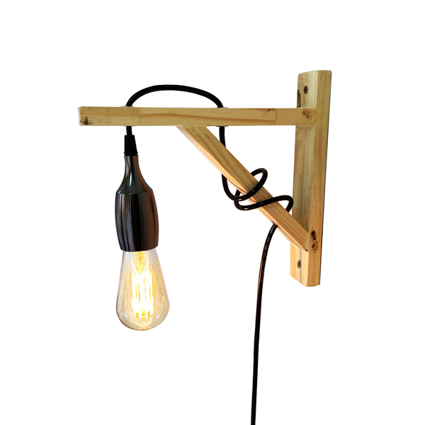 Arandela Luxo Mão Francesa Em Madeira Pinus Retrô Vintage