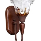 Arandela Madeira Imbuia Vidro Cristal Ambar Country 2592