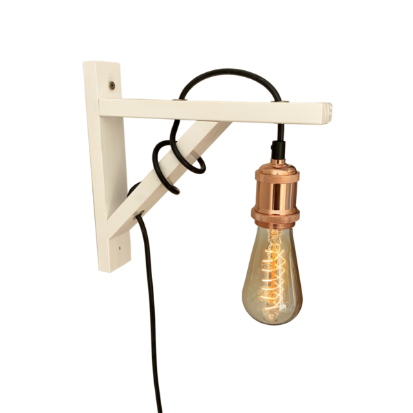 Arandela Mão Francesa Branca Rose Madeira Pinus Decorativa