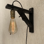 Arandela Mão Francesa Preta Bronze Madeira Pinus Decorativa