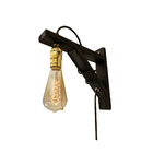 Arandela Mão Francesa Preta Ouro Madeira Pinus Decorativa