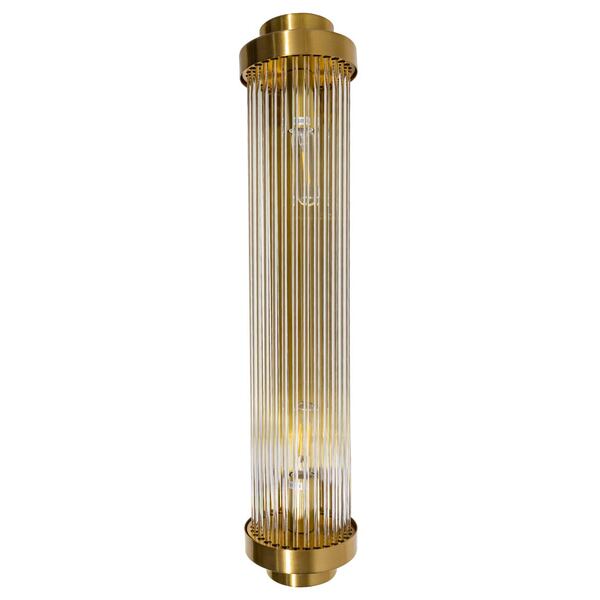 Arandela Maria Metal Cor Ouro Vidro Canelado Grande 60cm 2x E