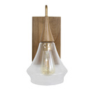 Arandela Marrom e Dourado Metal e Madeira e Vidro Flow Madelustre