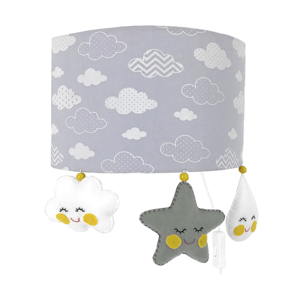 Arandela Meia Lua Chuva De Amor Cinza Quarto Bebê Infantil