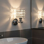 Arandela Metal Cromado E Cristal Quadrada 1e27 15cm