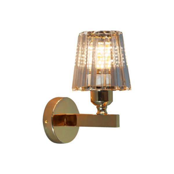 Arandela Metal Dourado E Cristal 1e27 20cm