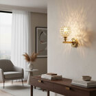 Arandela Metal Dourado E Cristal Redonda 1e27 17 5cm