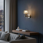 Arandela Metal E Cristal Dourado Redonda 1e27 14 5cm