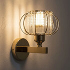 Arandela Metal E Cristal Dourado Redonda 1e27 14 5cm