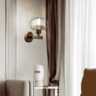 Arandela Metal E Cristal Dourado Redonda 1e27 14 5cm