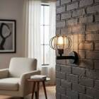 Arandela Metal E Cristal Preto Redonda 1e27 14 5cm