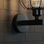 Arandela Metal E Cristal Preto Redonda 1e27 14 5cm