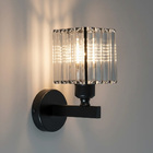 Arandela Metal E Cristal Quadrado Preto 1e27 20cm