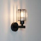 Arandela Metal E Cristal Redondo Preto 1e27 20cm