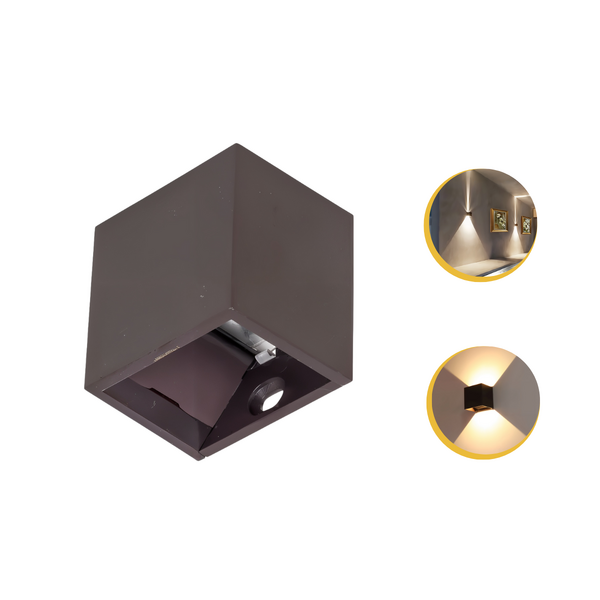 Arandela Mini Led 2w Branco Quente Cubo Bivolt  - Marrom - 11