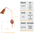 Arandela New City Articulada 180º - Bronze