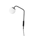 Arandela New Figo Preta C/ Plug E Interruptor - Vidro Branco