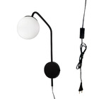 Arandela New Figo Preta C/ Plug E Interruptor - Vidro Branco