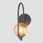 Arandela Online  Preta Globo De Vidro Ambar + Led 5w