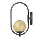 Arandela Online  Preta Globo De Vidro Ambar + Led 5w