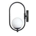 Arandela Online  Preta Globo De Vidro Branco + Led 5w