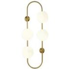 Arandela Oval 4 Globos Leitoso Dourada