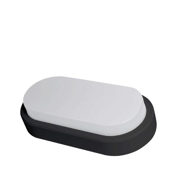 Arandela Oval Flat Preta Led Ip65 8w 3000k Bivolt