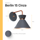 Arandela Parede Berlin 15cm Cinza C/ Cobre + Led G45 Retrô
