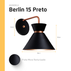 Arandela Parede Berlin 15cm Preto C/ Cobre + Led G45 Retrô