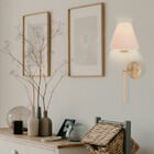 Arandela Parede Cúpula Tecido Algodão Interruptor Champagne