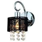 Arandela Parede De Cristal E Cúpula Seda Preto Sirius Bl Pret