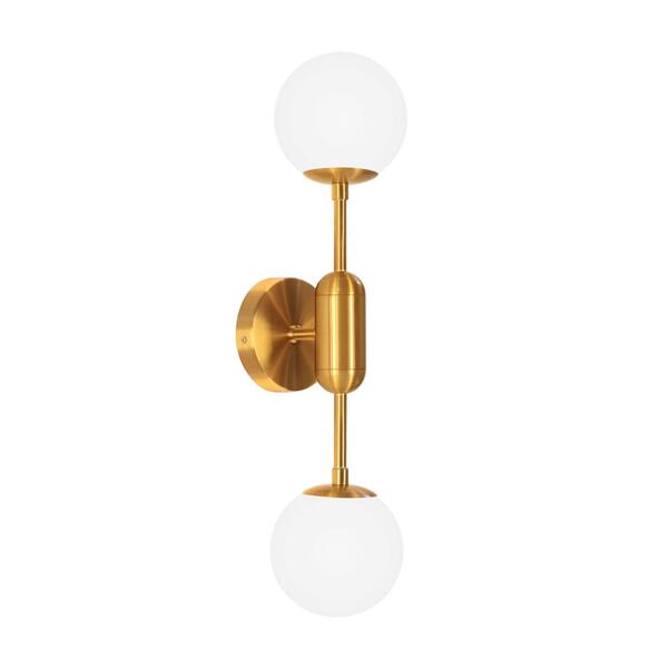Arandela Parede Luminária Dourado 2 Globos Sala Quarto 42cm