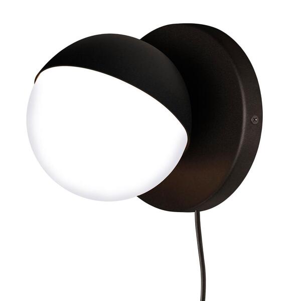 Arandela Parede Luminária Interruptor Globo Vidro Sala Preto