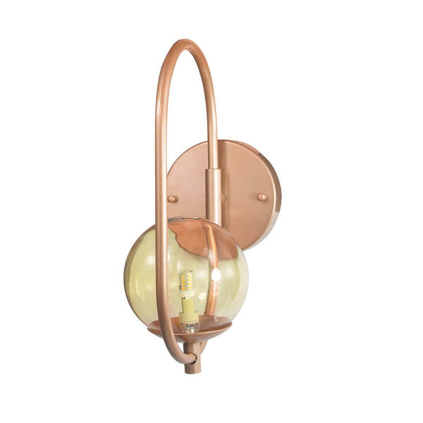 Arandela Parede Online Bronze Globo De Vidro Âmbar