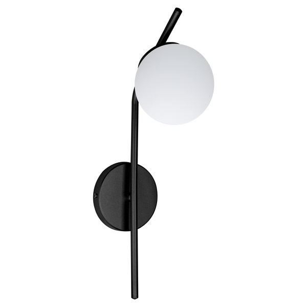 Arandela Parede Stick Light Preto Globo Leitoso 10cm