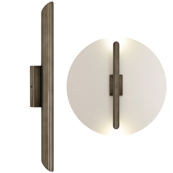 Arandela Parede Tubo Cilindro 2 Fachos Alumínio Bronze 50cm