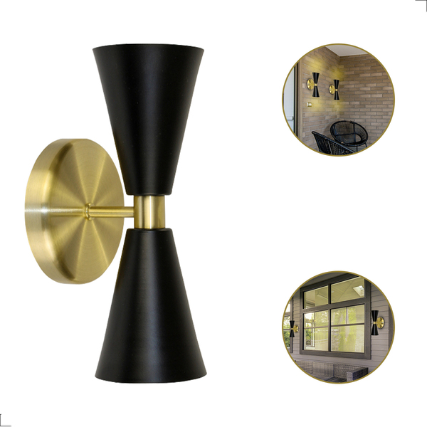 Arandela Parma 886/2 Preto C/ Dourado-lixado