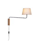 Arandela Pênsil Braço Longo Castanho Cúpula Algodão Cru Madel