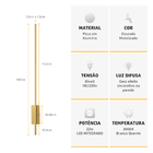 Arandela Perfil Slim Luz Indireta 100cm 22w 3000k Dourado