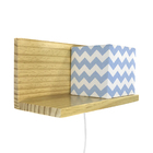 Arandela Prateleira Pinus Cubinho Azul Quarto Bebê Infantil