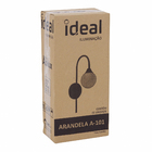 Arandela Preta Alumínio com 1 Globo IP44 A-101 Ideal Iluminação